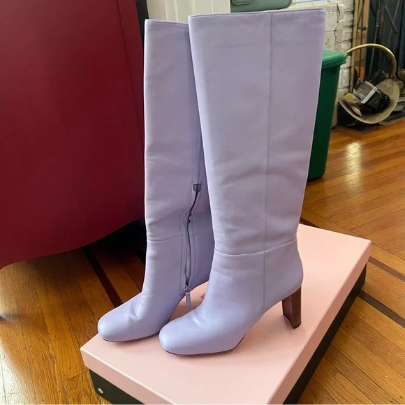 Kate Spade Rochelle frozen lilac purple tall leather boots 10 EUC - Picture 3 of 11